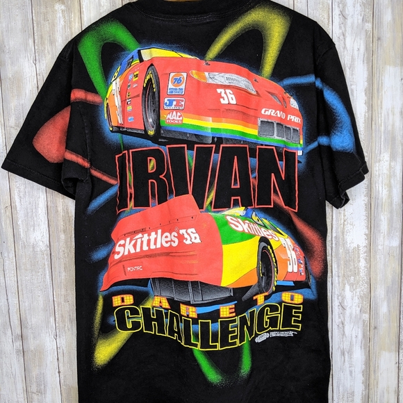 Vtg Nascar Irvan All Over T Shirt Skittles Large - Picture 5 of 8